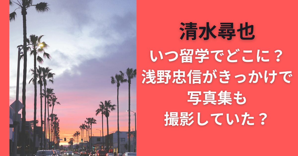 清水尋也いつ留学でどこに？浅野忠信がきっかけで写真集も撮影していた？
