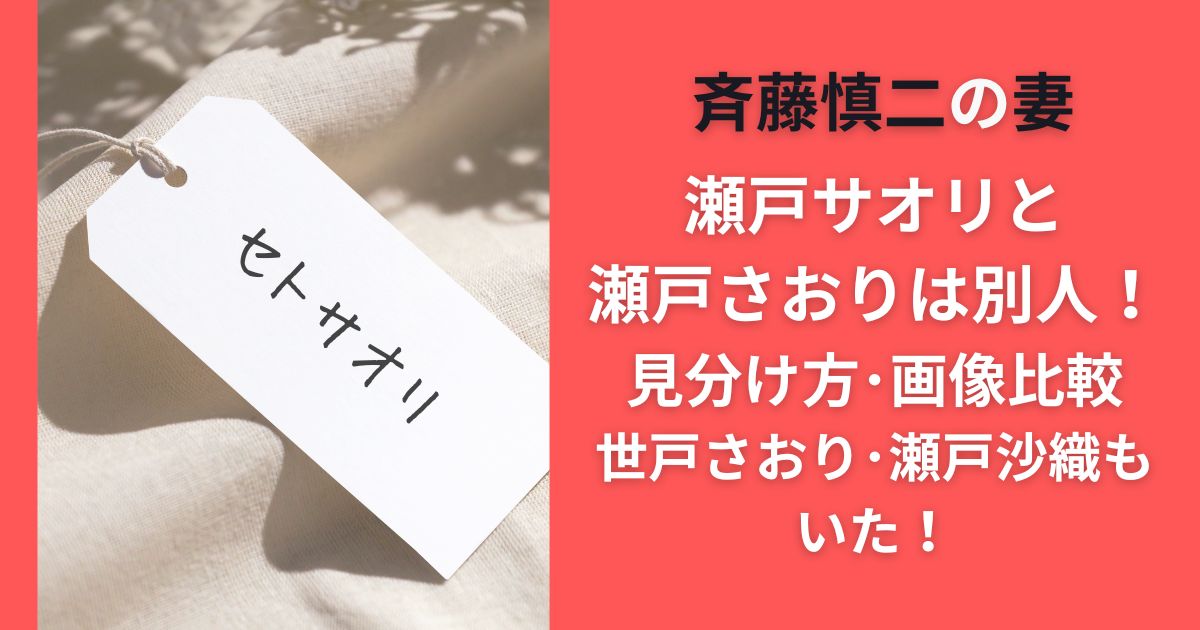 斉藤慎二の妻･瀬戸サオリと瀬戸さおりは別人!見分け方･画像比較｜世戸さおり･瀬戸沙織もいた!