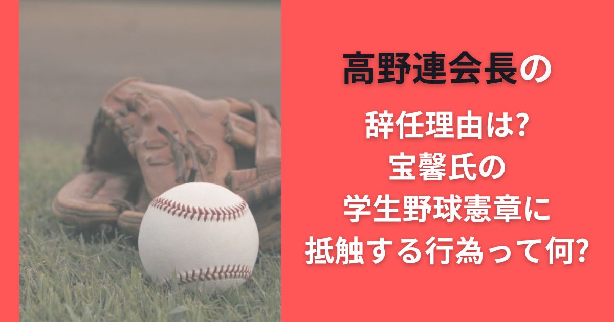 高野連会長の辞任理由は?宝馨氏の学生野球憲章に抵触する行為って何?