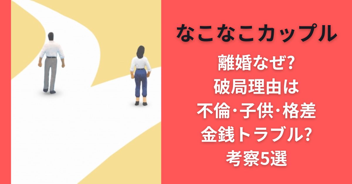 なこなこカップル離婚なぜ?破局理由は不倫･子供･格差･金銭トラブル?考察5選